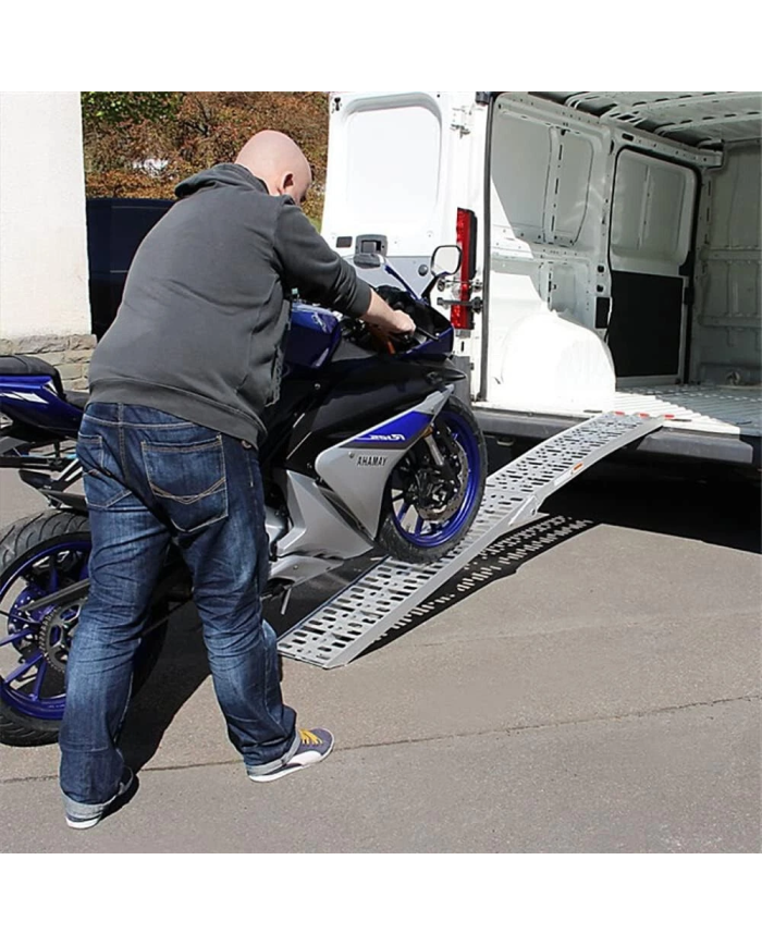 Rampa di carico ripiegabile per moto e quad, in alluminio, 340 kg