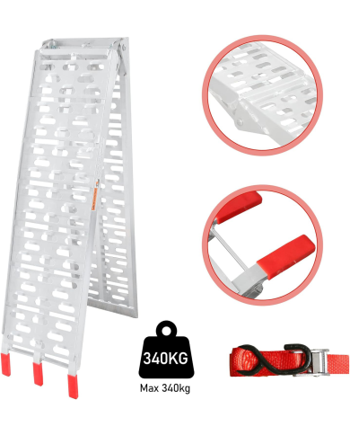 Rampa di carico ripiegabile per moto e quad, in alluminio, 340 kg